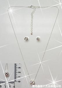 時尚鋯石耳環(huán)項鏈套裝