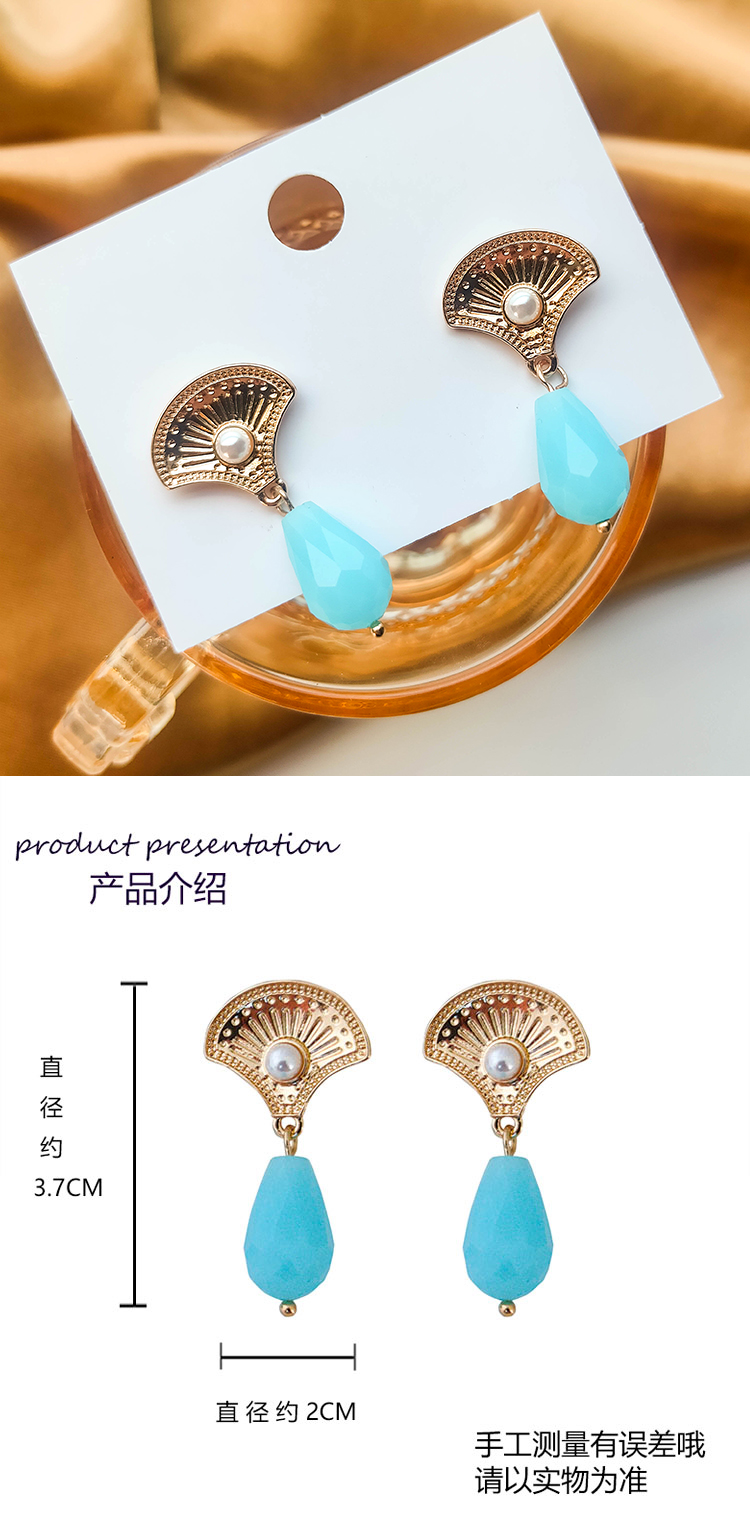 飾品批發(fā)藍色扇形珍珠耳環(huán)