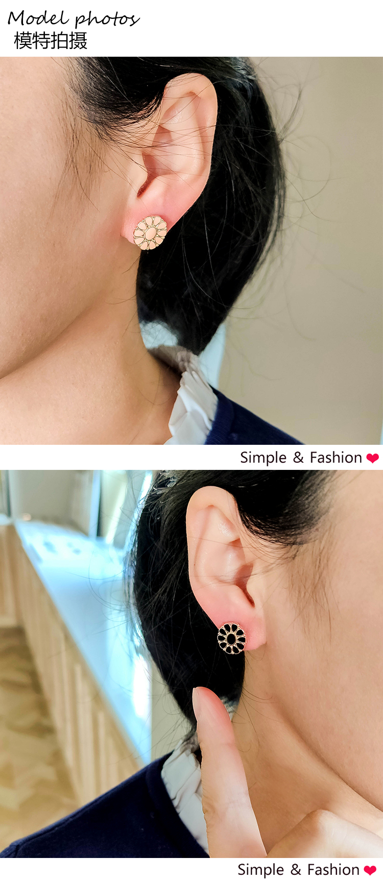 雙色簡約復(fù)古港風氣質(zhì)耳釘批發(fā)