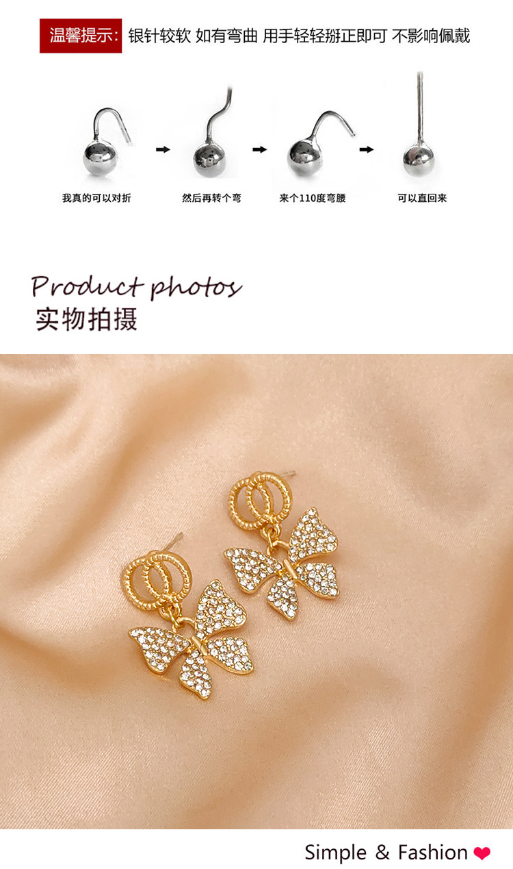 氣質(zhì)時(shí)尚閃鉆蝴蝶結(jié)耳環(huán)批發(fā)
