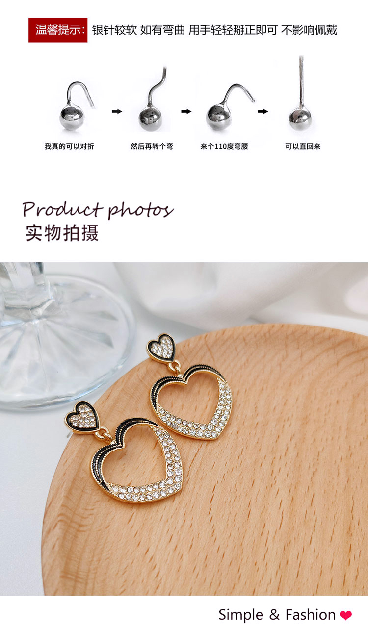 首飾廠家復(fù)古風(fēng)愛心水鉆耳環(huán)