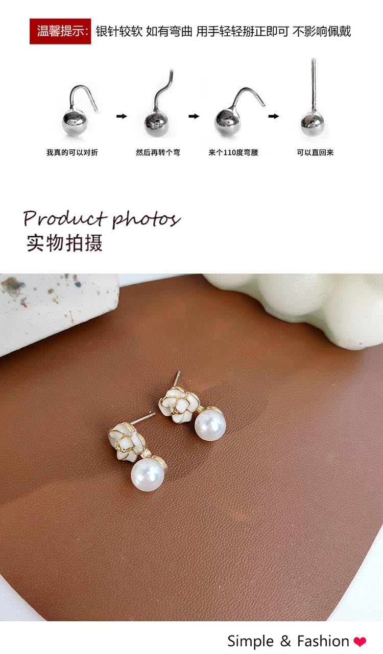 復古溫柔白色滴油花朵耳釘批發(fā)